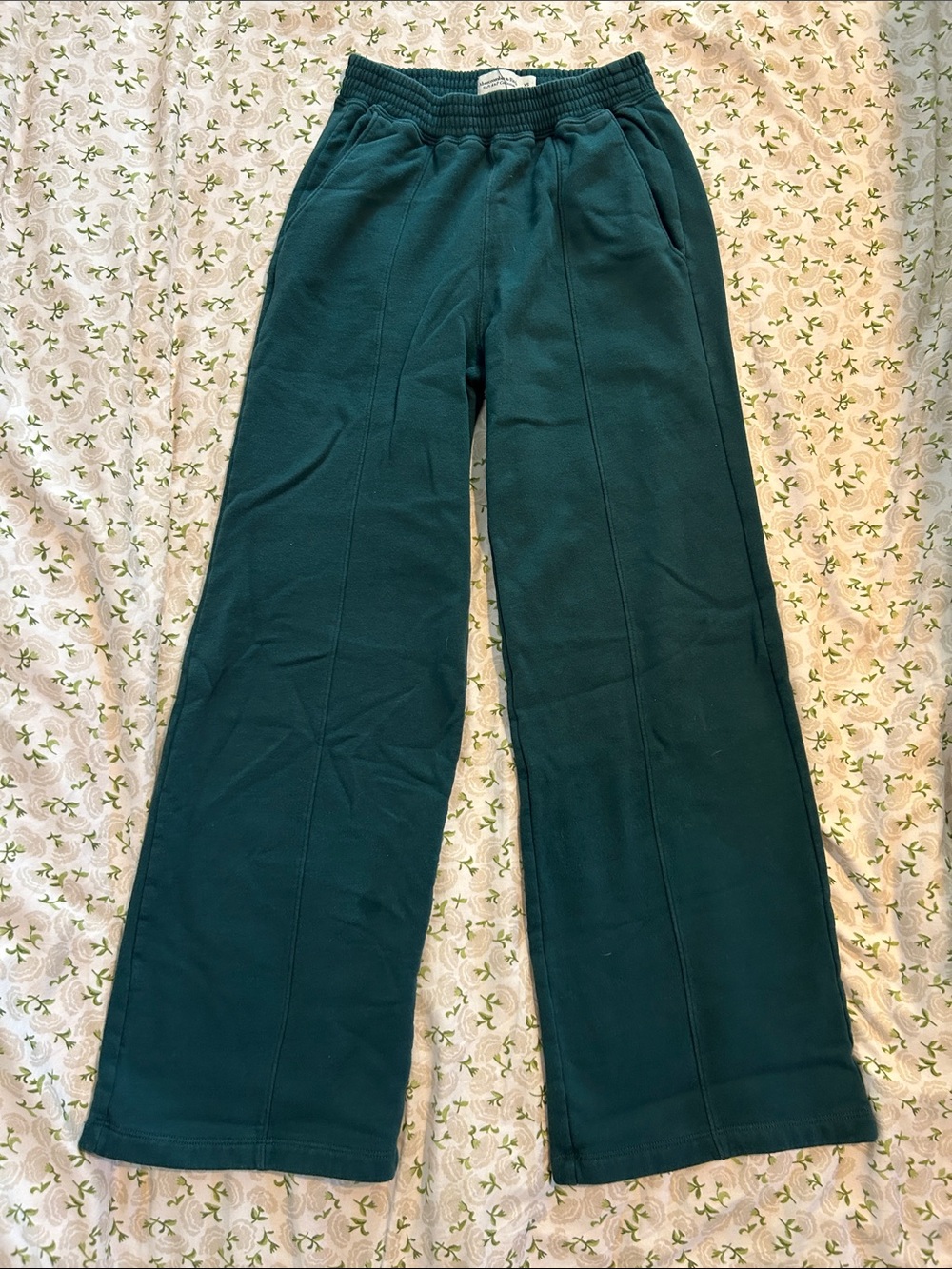 Abercrombie & Fitch Kids Wide-Leg Joggers in Teal Green